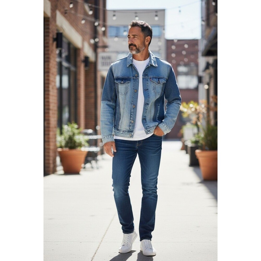 Men's Custom Upcycled Levi's Patchwork Denim Jacket L